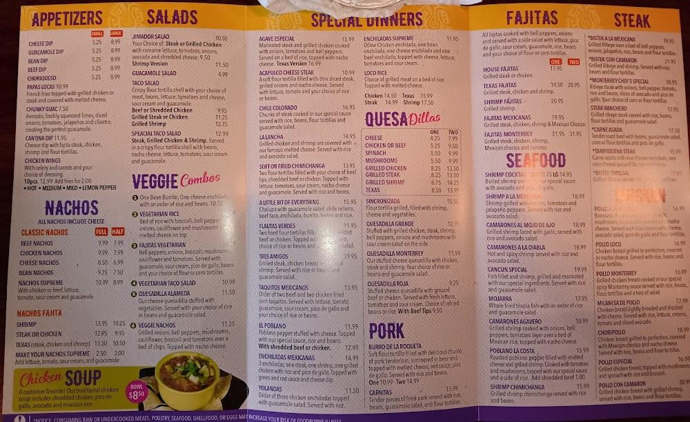 Monterrey Mexican Restaurant Menu image 1