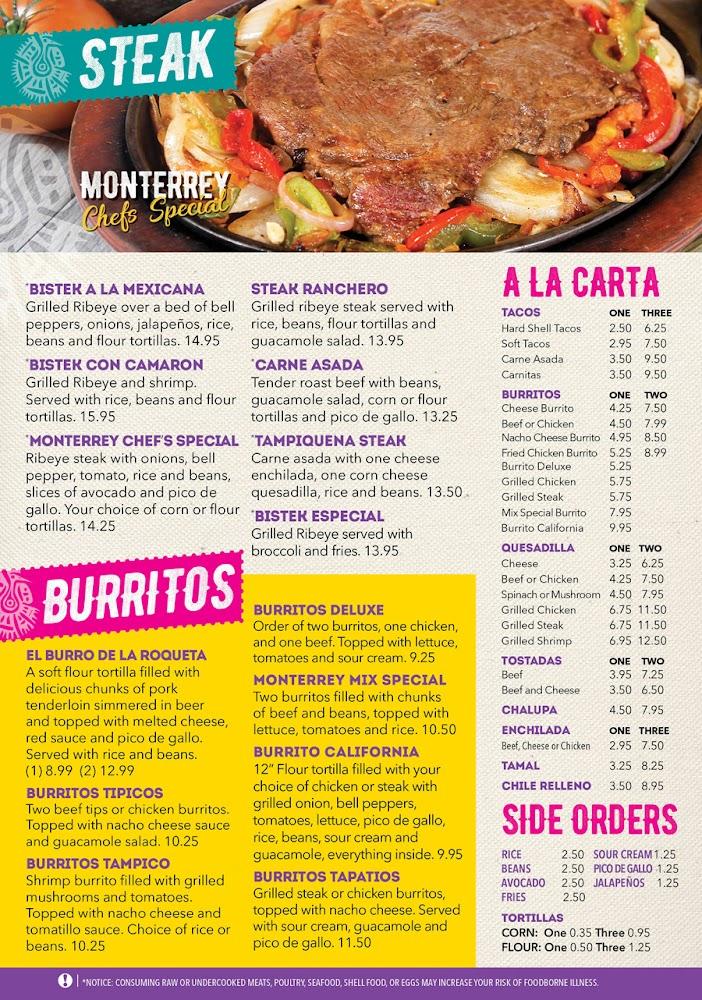 Monterrey Mexican Restaurant Menu image 4